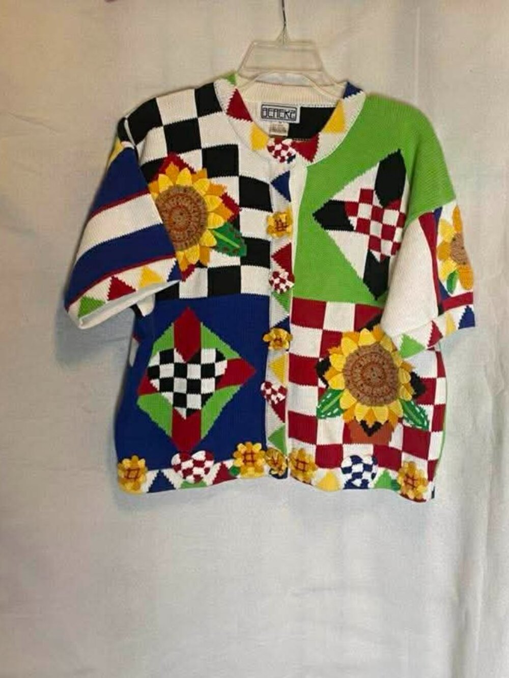 EUC Berek2 Women's Sunflower Short Sleeve Cardigan Sweater size Medium